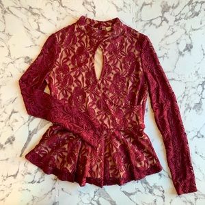 Love, Fire Keyhole floral lace top